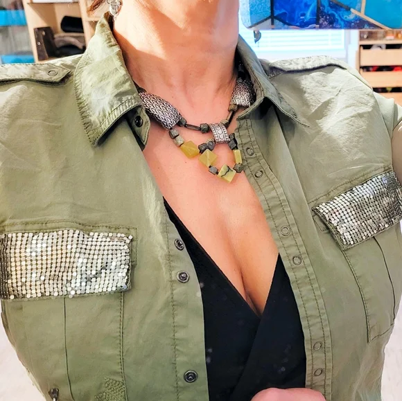 Guess camo mesh chiffon sleeves shirt - Picture 15 of 15